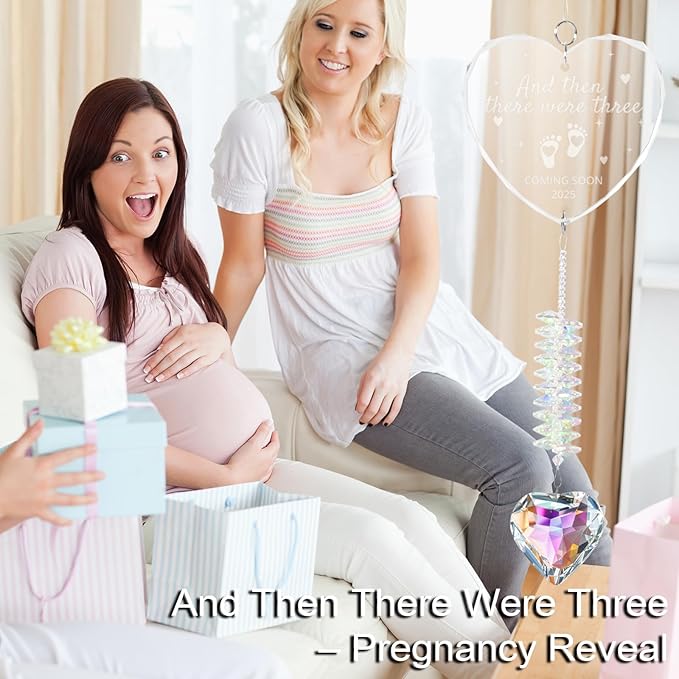 Crystal Suncatcher for New Parents – First Time Dad & Mom Gifts, Family of Three Ornament, Baby Announcements Ideas, Gender Reveal Gifts 2025