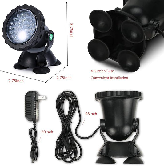 Pond Lights LED Underwater, Waterproof Fountain Lights LED Submersible Spotlight Color Changing Landscape Lights with Remote, 36 LED Bulbs Underwater Lights Adjustable