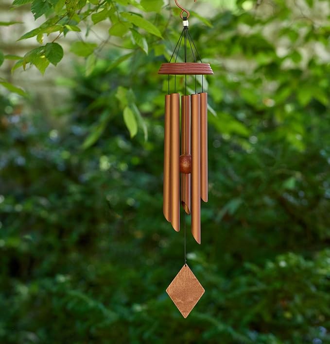 Red Carpet Studios Windchime Harmony Mahogany Wood and Aluminum Wind Chimes, 26" Long, Dark Brown