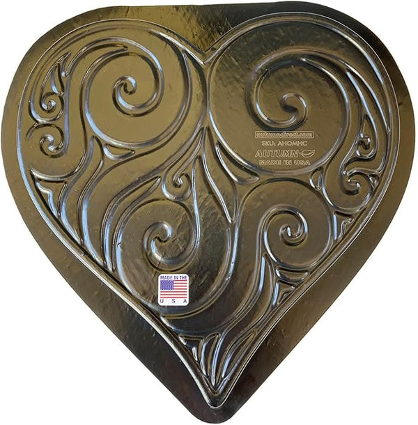 AUTUMN Ornamented Heart Stepping Stone Mold, Concrete Cement Mold, Stepping Stones for Garden Walkway, DIY Walkway Stepping Stones, Heart Statue for Garden, Heart Garden Decor Mold