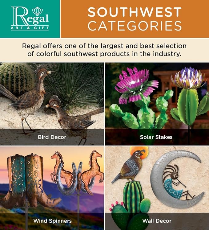 Regal Art & Gift Henna Roadrunner Decor - Decorative Metal Sculpture, Outdoor Bird Decor for Patio, Porch & Garden Décor - Small