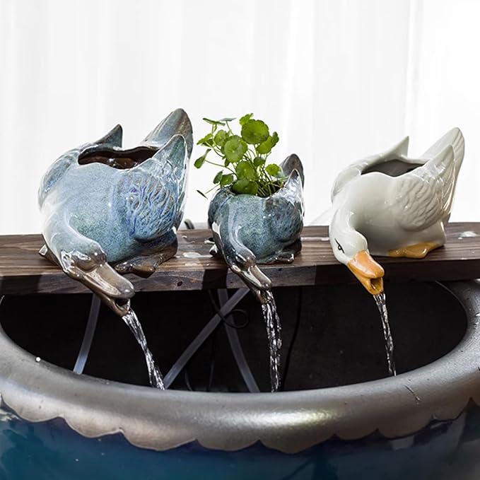 Animal Pond Fountains, Animal Pond Spitters, Duck Shape Ponds Water Spitters, with Water Pump, Outdoor Garden Fountain Spitter Ponds Water Feature(Blue,10x4.1x3.4in)