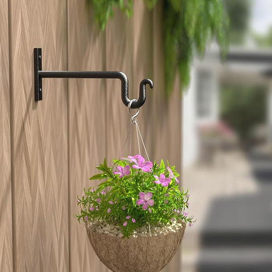 Plant Hook Plant Hanger, 2 Pack 8 Inch Plant Bracket, Metal Plant Wall Hooks for Hanging Flower Basket, Lanterns, Bird Feeder, Wind Chimes Indoor & Outdoor.