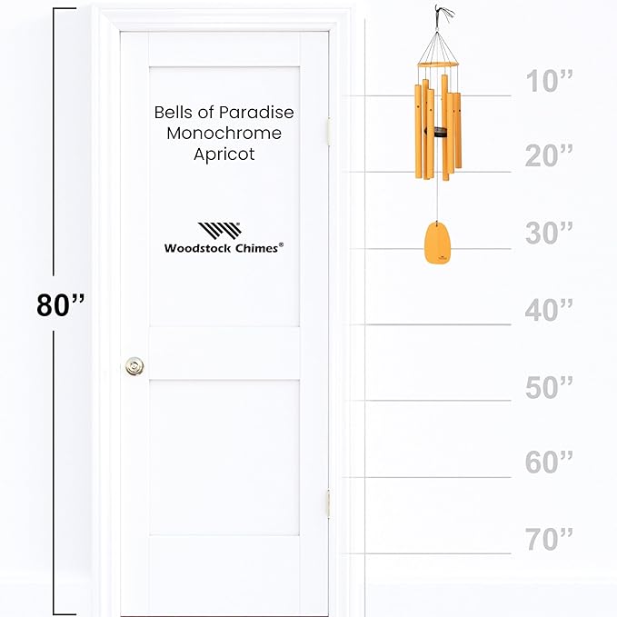 Woodstock Chimes Bells of Paradise Medium 32" Apricot Wind Chime for Outside, Outdoor Memorial Gift, Wind Chimes for Backyard, Porch, Garden Patio Decor BPMAP