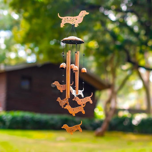 Dachshund Dog Wind Chimes Outdoor Weiner Dog Gifts for Women Men Mom Dad Best Birthday Unique Gardening Gifts Metal WindChimes for Outside/Indoors, Lawn, Patio, Home, Yard Decor, Garden Decorations