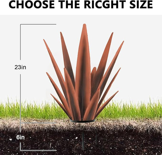 TOMBABY Enlarge Metal Plants Tequila Rustic Sculpture, Outdoor Patio Yard, Home Decor Hand Painted Agave Garden Statue, Outdoor Lawn Ornaments Yard Stakes for Mom Gift (1 Large coppery)
