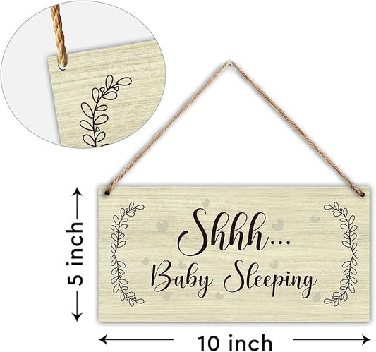Wood Hanging Decor Sign, Do Not Disturb, Baby Sleeping Sign, Rustic Wood Front Door Plaque Wall Art Decor Gift, 10" x 5" Wood Decor Hanging Sign for Porch Yard Home Bedroom Farmhouse House Outdoor-13