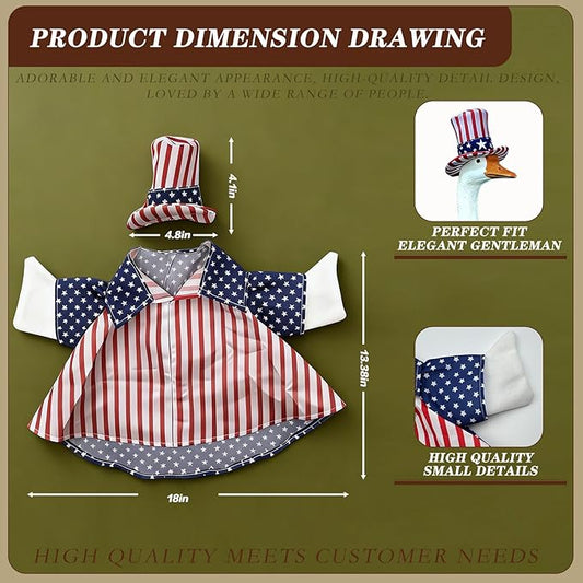 Independence Day Style Cute Outfit for 23-Inch Cement Goose – Outdoor Garden Yard Porch Decor