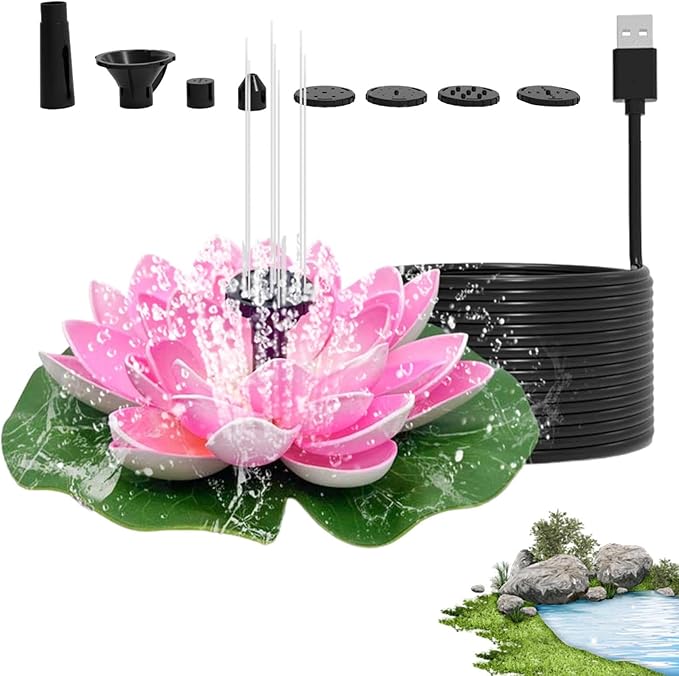 Solar Fountain Bird Bath - Stunning Pond Fountain, Unique Shape | Versatile Water Fountain with Nozzles, Excellent Option for Beautifying Outdoor Areas, Pools, and Encouraging Wildlife Visit