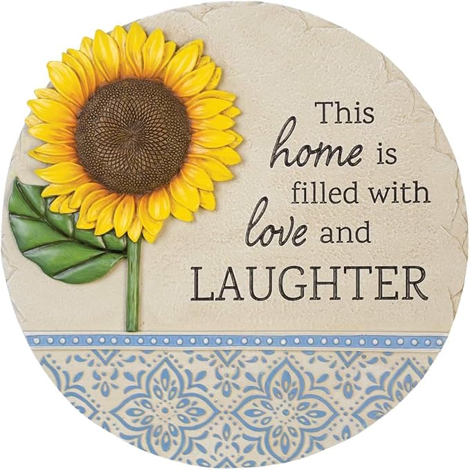 Carson Love and Laughter Handcrafted Stepping Stone, 9.25-inch Diameter, Resin, Garden Decor