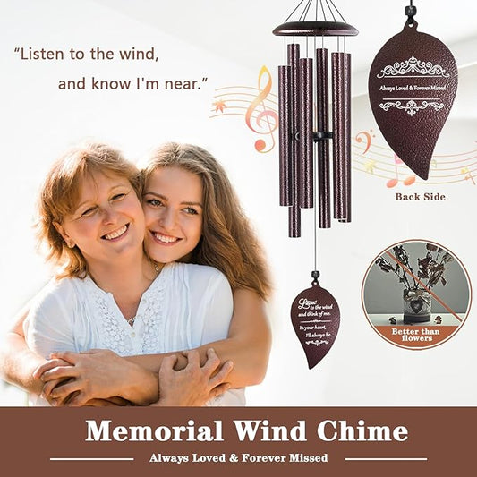 Soopau Sympathy Gift, 32'' Memorial Wind Chimes for Loss of Loved One Mother Father Miscarriage, Bereavement/Condolence/Funeral Gifts, Windchimes in Memory of a Loved One (Bronze)