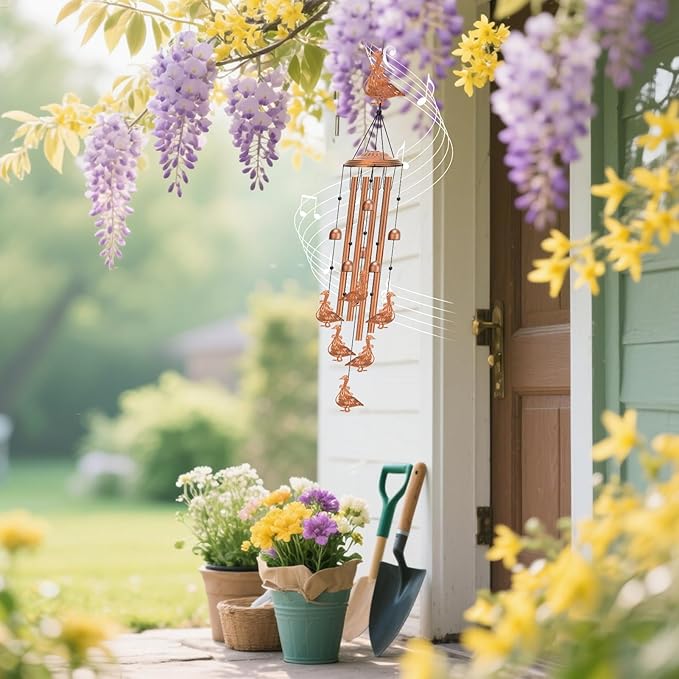 Garden Goose Wind Chimes for Outside Metal Windchimes Outdoors Goose Gifts for Women Men Housewarming Garden Decor for Outside Patio or Yard