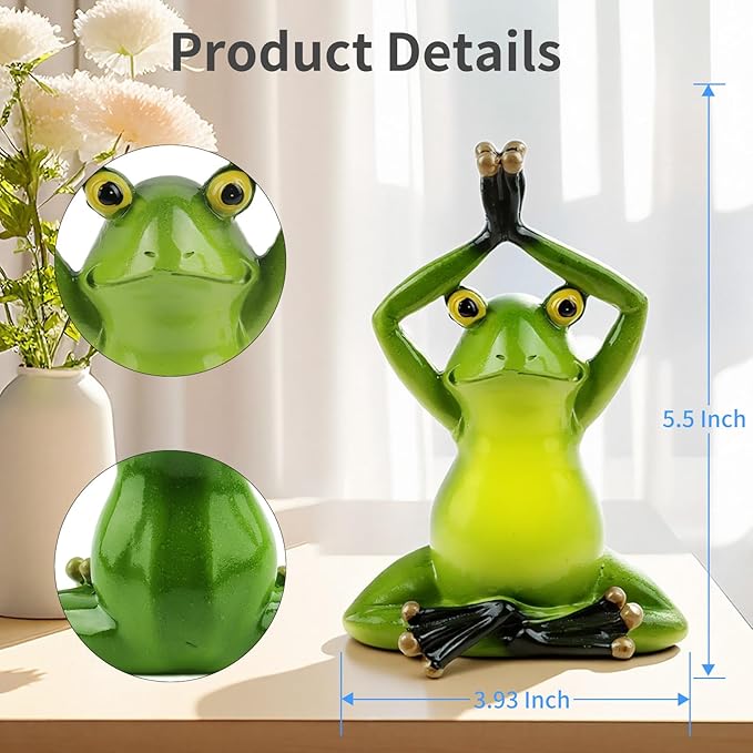 Garden Frog Statues โ Funny Outdoor Figurines for Yard, Patio, Lawn, Indoor Decor โ Cute Animal Ornaments & Plant Hangers โ Birthday for Women (1 Pack - Lotus Pose Frog)