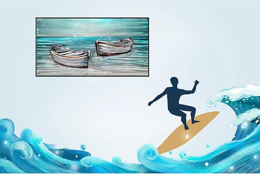 SYGALLERIES Sailboat Metal Wall Art - 16x32 Inch Coastal Aluminum Plate Painting with Beautiful Colors - Lightweight, Easy to Install & Maintain - Perfect for Living Rooms, Bedrooms, Bathrooms