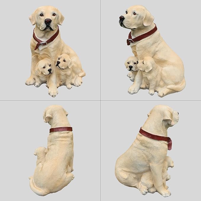 Labrador Garden Statue with Solar Hanging Lantern & Interchangeable Welcome Signs, Weather-Resistant Resin Dog Statue for Outdoor Yard, Porch, Patio & Garden Decor, for Dog Lovers