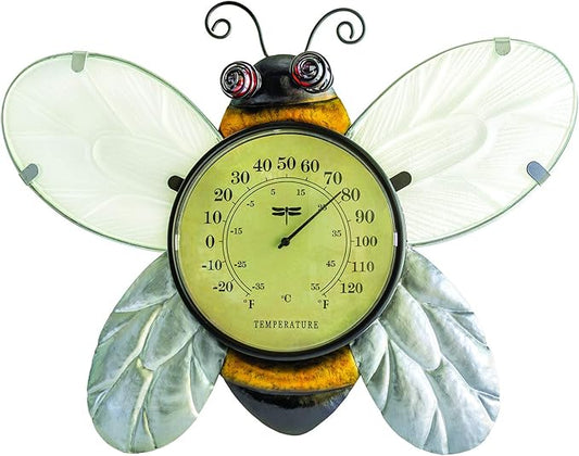 Poolmaster 54579 Bumble Bee Wall Décor and Thermometer for Home or Garden, Yellow