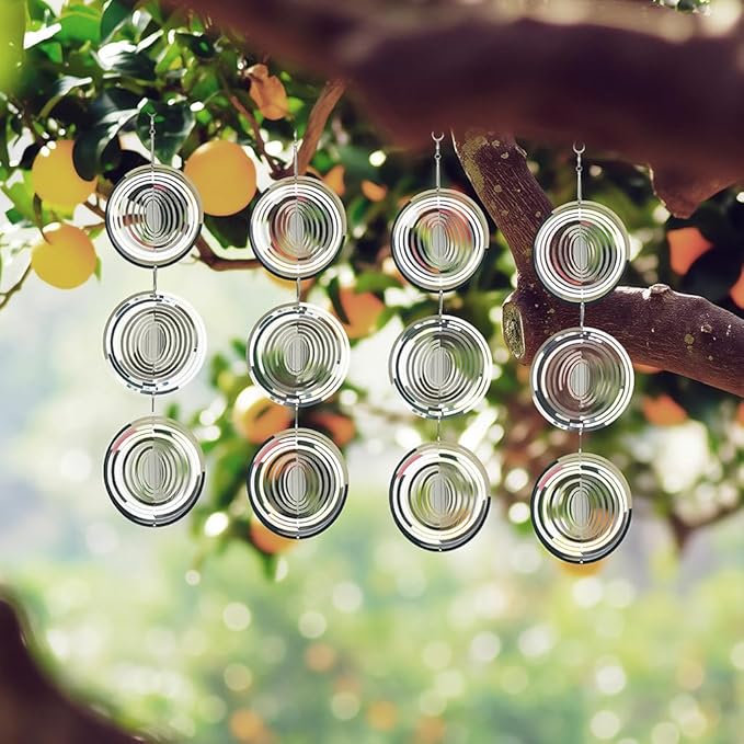 12PCS Bird Deterrents for Outside Patio, Stainless Steel Bird Reflectors to Keep Birds Away, Woodpecker Deterrent for House,Bird Scare Devices to Keep Pigeons Away from Your Garden