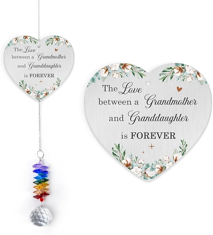 Gifts for Grandma - Motherโs Day Birthday Gift - Meanigful Keepsake - Heartfelt Gift for Grandmother Mom Mama Nana from Granddaughter Daughters - Crystal Rainbow Maker - Hanging Window Decor
