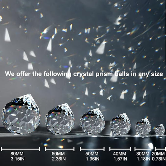 MerryNine 2 Pack Crystal Ball Prism Sun Shine Catcher Rainbow Pendants Maker, Hanging Crystals Prisms for Windows, for Feng Shui, for Gift (Clear) (40mm/1.57")