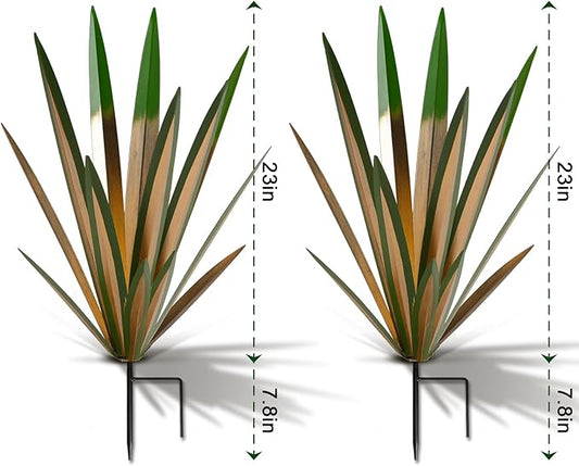 Homight Large Agave Sculpture Rustic Metal Agave Plant Outdoor Interior Decoration Outdoor Lawn Decoration Yard Wooden Posts Matching Garden Suitable for Patio
