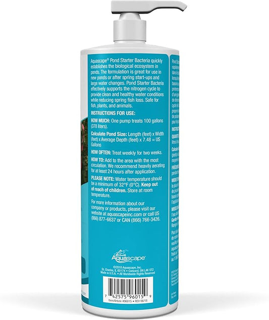 Aquascape 96015 Pond Starter Bacteria Water Treatment for Pond and Water Features, 32-Ounce