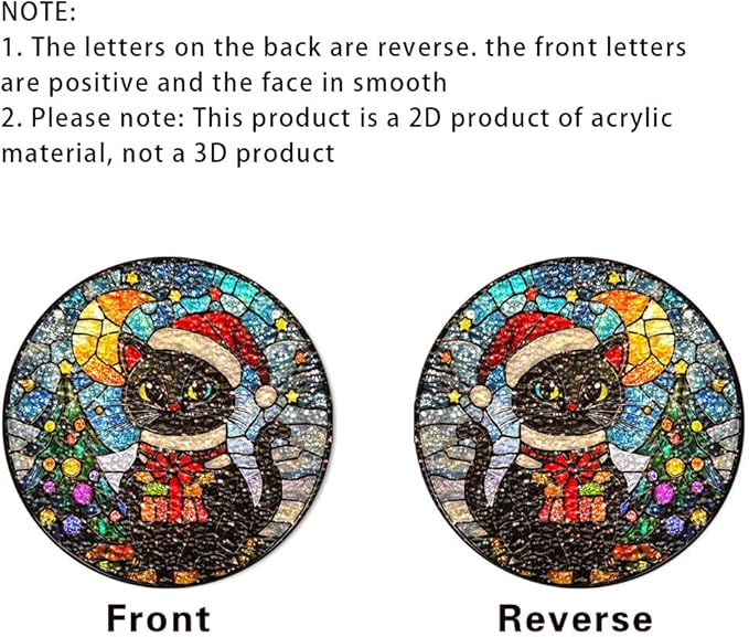 Chrismas Acrylic Stained Glass Window Hanging,Sun Catcher Decor Stained Panel Hangings Wall Art Decor, 2026 8x8inch (SCL004 Cat)