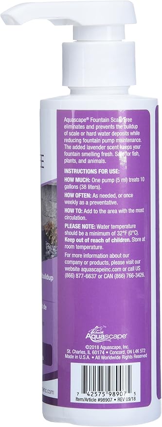 Aquascape 98907 Fountain Scale Free Treatment 250 ml/8.5 oz for Water Feature and Garden