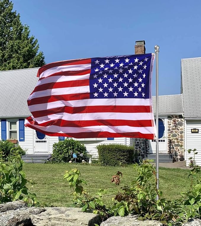 5x3 Ft American Outdoor Flag - US Flag Bright Color and Fade Resistant - Canvas Header and Double Stitched - USA Flags with Brass Grommets (US Flag 2pc)