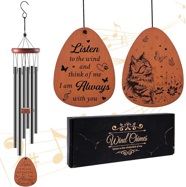 Cat Memorial Gifts for Loss of Cat - Luvsweets Pet Memorial Sympathy Wind Chimes Gifts for Cats Lovers Mum Owners, Pet Passing Away Bereavement Remembrance Gift, Garden Patio Porch Yard Decor