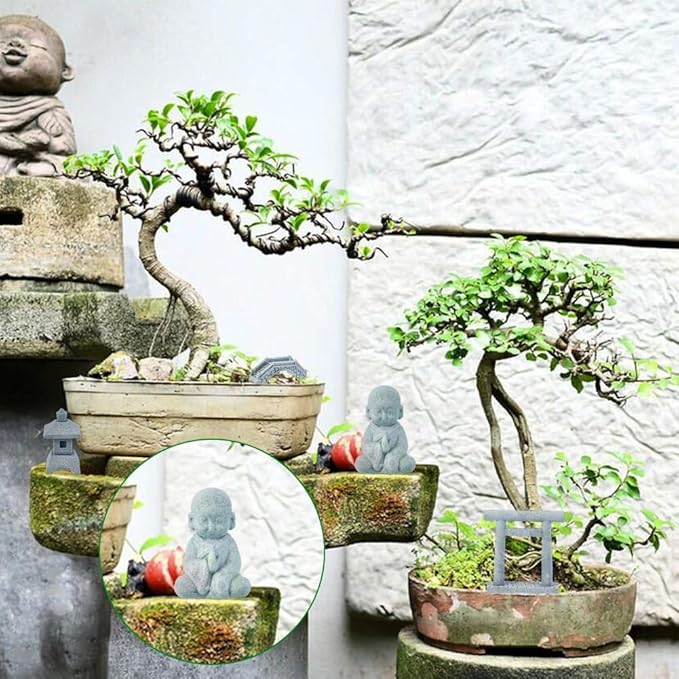 SUPERFINDINGS 7Pcs 7 Styles Mini Zen Garden Accessories Meditation Buddha Zen Garden Accessories Mini Landscape Ornament Stone Miniature Fish Tank Terrarium Bonsai Decorations