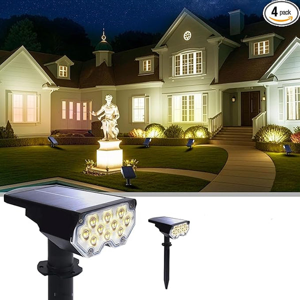 2 Pack Solar Powered Outdoor Spot Lights Outside Waterproof 20 LEDs Landscape Spotlights Dusk to Dawn for House Yard Tree, Plants, Walls, Path, Garden, Statues, Superior Accent Lamp Warm White