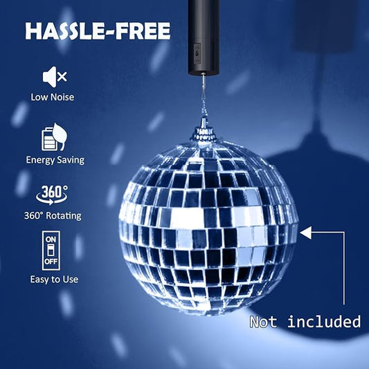 Aoedelyart Disco Ball Motor Hanging Display Motor Rotating Motor Multi-Purposes for Mirror Ball Wind Spinner,Wind Chime,Garden Decor,Hanging Ornament Outdoor Sculpture,Medium Speed 20 RPM(Black)