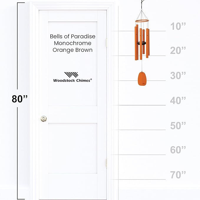 Woodstock Chimes Bells of Paradise Medium 32" Orange Outdoor Memorial Gift, Wind Chimes for Backyard, Porch, Garden Patio Decor, Deep Tone Windchime BPMTER