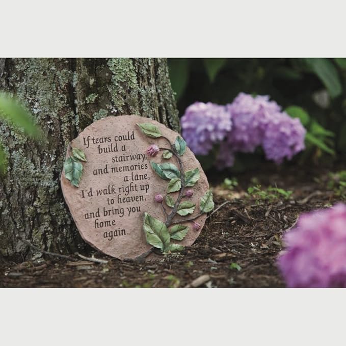 Evergreen Tears To Heaven Garden Memorial Stone | Outdoor Safe | 11-Inch | Remembrance Gift Statue | Décor for Homes, Lawn and Garden