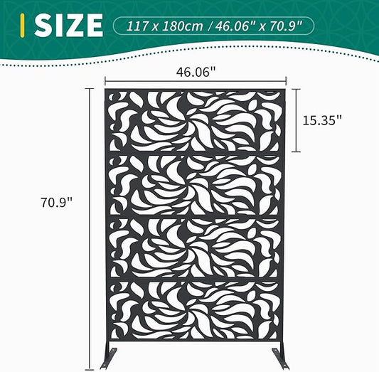 GarveeLife Decorative Metal Garden Fence Panels, Black Outdoor Scroll Design Border for Yard, Flower Bed, Patio & Pool, Rust-Proof & Easy Snap-Together Installation, Flower