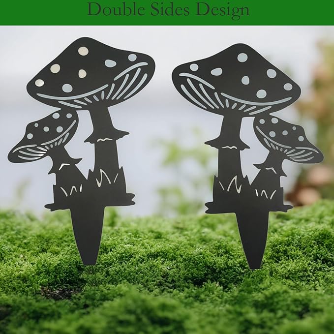 Decorative Garden Stakes, Fairy Garden Stakes, Butterfly Fairy Stakes for Weather Resistant Black Metal Outdoor Decorative Art for Women Gift (Matte Black, 6P-C)