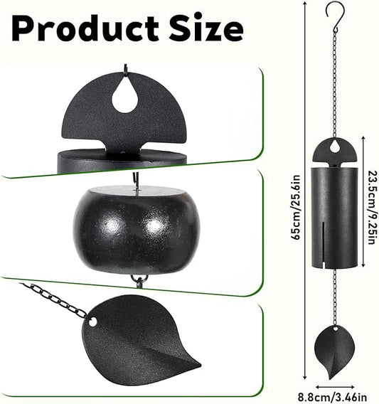 Wind Chimes for Outside Deep Tone, Black Large Metal Unique Serenity Bell with Deep Resonance Cylinder Memorial Wind Chime Outdoor for Garden Patio Yard Porch