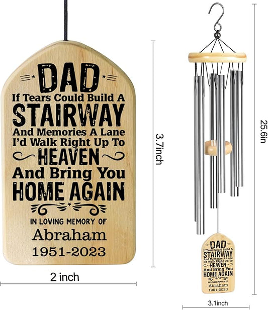 Memorial Wind Chimes for Loss of Father, Personalized Dad Memorial Gift, Bereavement & Remembrance Gift in Loving Memory