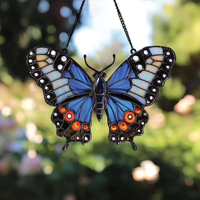 Butterfly Handmade Resin Suncatchers Artisan Sun Catcher Stained Glass Effect Window Hanging Garden Decor for Mom