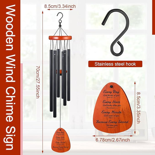 Soaoo 2 Pcs Christian Gift 28 Inch Wind Chimes Bible Verse Wind Chimes Outdoor with Inspirational Prayers Christian Gifts Religious Garden Wind Chimes Scripture Gifts for Home Garden Patio Decor