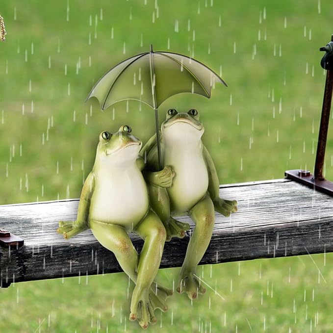 Couple Frogs Garden Outdoor Statue - Frogs Decor Garden Statue 8.5" x 11" x 6.5"
