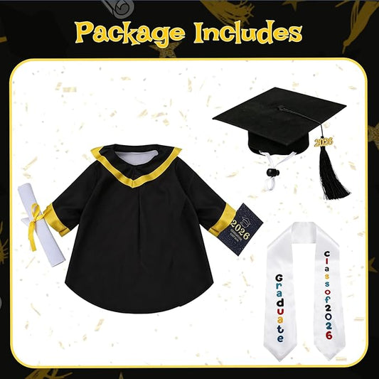 Porch Goose Graduation Outfit Fits 23 Inch Cement or Plastic Geese, Complete Porch Goose Clothes Set with Cap, Gown, Stole, Book & Memory Book for Graduation Party Outdoor Yard Lawn Classroom Decor
