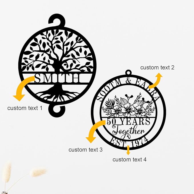 Personalized 50th/60th/25th/30th/40th/10th Anniversary Wind Chimes for Couple Parents, Personalized 50 Year Anniversary Chimes Metal Sign Gifts, Custom Metal Name Sign