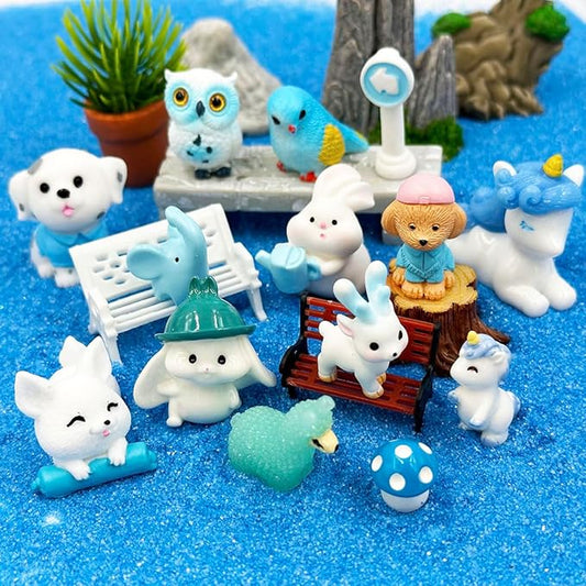 Suartus Christmas Miniature Figurines - 46 Winter Mini Resin Animal Figurines Tiny Christmas Figures Model Statue Ornaments for Xmas Fairy Garden Moss Landscape Potted Plant Snow Globes Home Decor