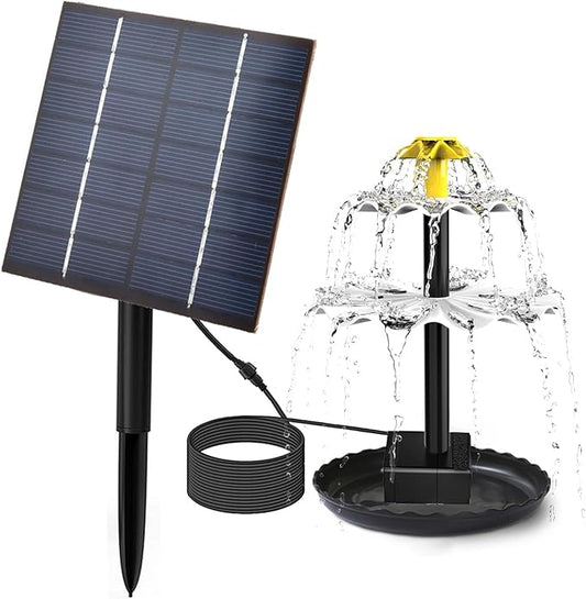 Lewisia 3-Tier Solar Bird Bath Fountain Water Pump Solar Powered Waterfall Feature for Birdbath Garden Backyard Pond Pool Outdoor Decoration 2.5W