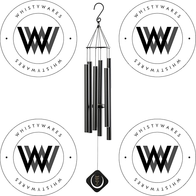 Whistywares Deep Tone Outside Wind Chime - Large Tube Wind Chimes for Outdoors - Soothing Tuned Tones - Ideal Feng Shui Chime - Windchime for Home, Garden or Patio.
