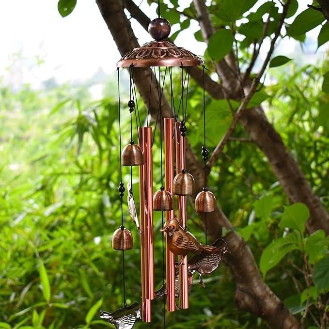 Maydahui Bird Retro Metal Wind Chime (34 Inch H) Memorial Wind Bell Animal Windchime with S Shaped Hook for Indoor and Outdoor Decor Festival Garden Party