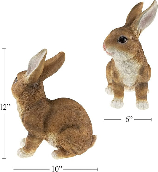 CLEVER GARDEN Brown Rabbit Garden Statue Outdoor Décor, Resin Figurine Decoration for Lawn, Yard, Patio, Porch, and More