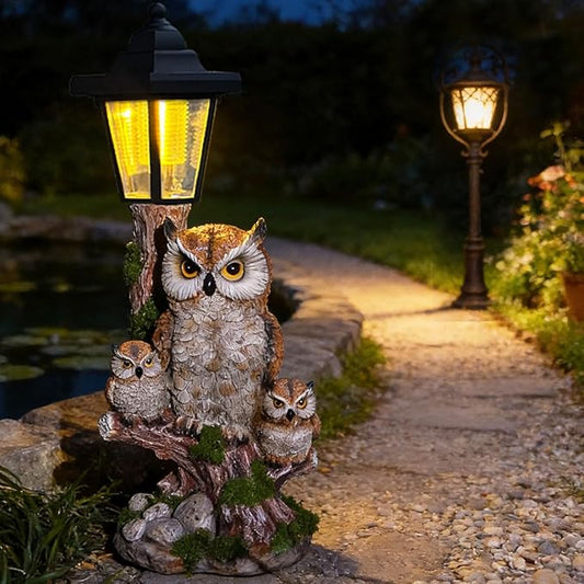 Solar Garden Owl Statue Lights,Large Owl Figure with Solar Lights Lantern,for Outdoor Landscapes, Courtyards, Paths,Outside Patio Lawn Sculpture Decorated,Gifts for Women, Owl Lover