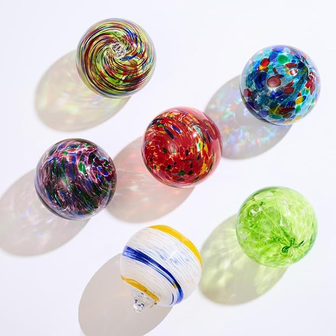 4”Christmas Balls, Gazing Balls Hanging Witch Balls, Hand-Blown Glass Ball Christmas Ornament for Window Outdoor Home Decor, Christmas Tree Decoration, Gifts for Women (Purple